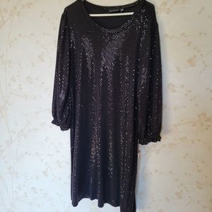 Black Sparkly Nina Leonard knee length dress